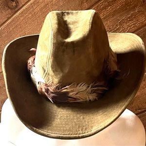 Longhorn Vintage Men's Tan Suede Feather Western Hat